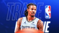Ja Morant in the middle, NBA Trade Deadline wallpaper in the background