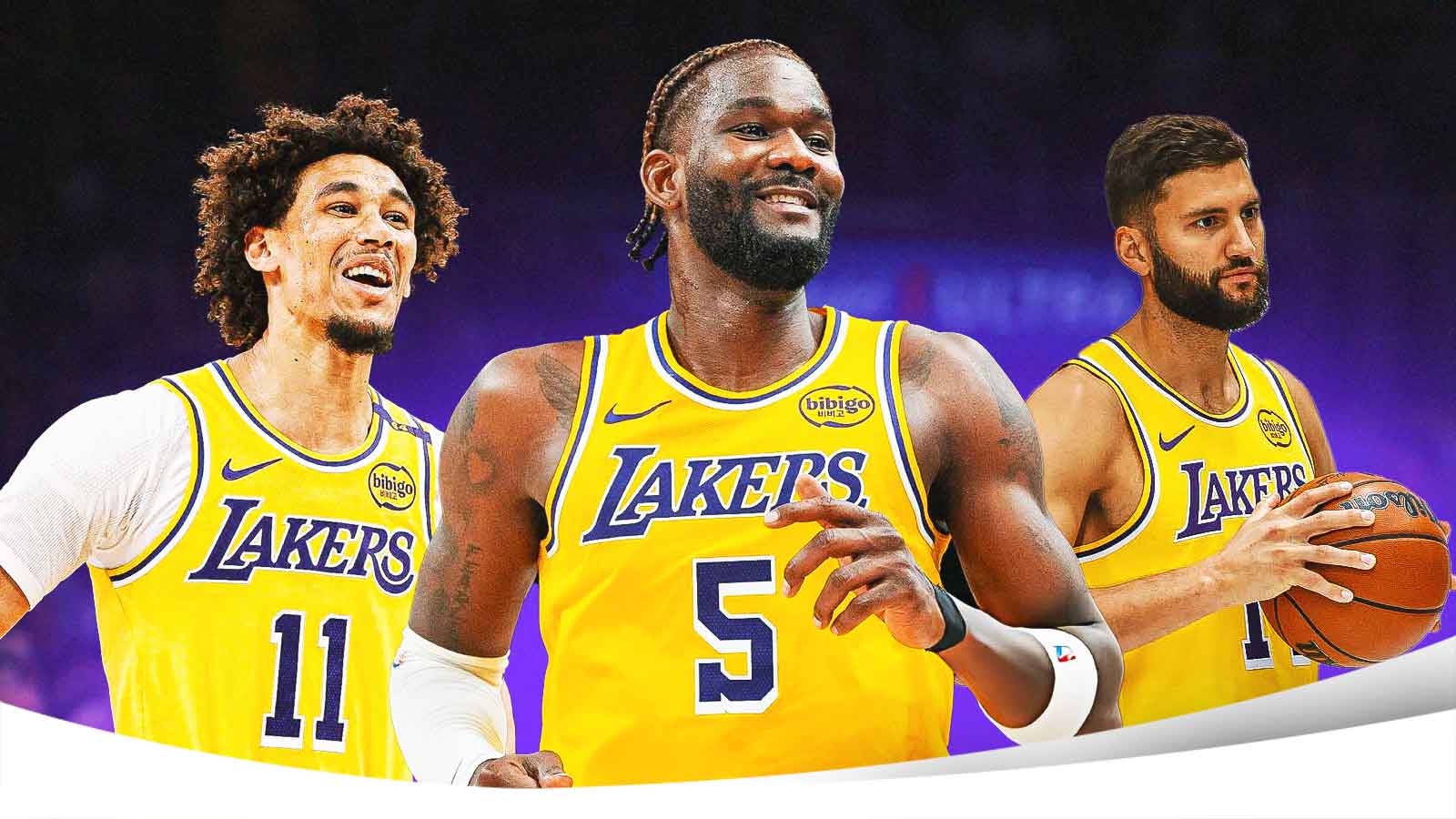 LA Lakers players Jaxson Hayes, Deandre Ayton and Maxi Kleber, center strength
