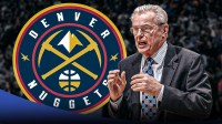 Former Denver Nuggets coach Doug Moe with the Denver Nuggets logo in the background, death