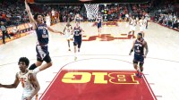 Illinois Fighting Illini guard Andrej Stojakovic (2) dunks the ball against Southern California Trojans guard Jerry Easter II (8) in the second half at Galen Center. Mandatory Credit: Kirby L