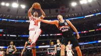 Feb 7, 2026; Chicago, Illinois, USA; Denver Nuggets center Nikola Jokic (15) defends Chicago Bulls guard Jaden Ivey (31) during the first half at United Center. Mandatory Credit: David Banks-Imagn Images