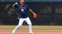 Houston Astros infielder Isaac Paredes (15) works during spring training at CACTI Park of The Palm Beaches.