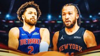 Knicks Jalen Brunson, Pistons Cade Cunningham with Madison Square Garden behind them