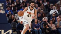 Denver Nuggets guard Jamal Murray (27) dribbles upcourt against the Golden State Warriors in the fourth quarter at Chase Center.