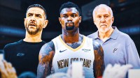 Pelicans coach James Borrego, Zion Williamson, Gregg Popovich