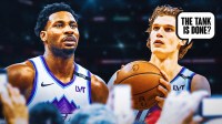 Jaren Jackson Jr. in Jazz uniform, with Lauri Markkanen beside him, speech bubble on Markkanen: THE TANK IS DONE?