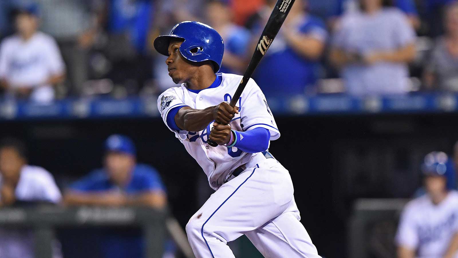 Kansas City Royals Terrance Gore (0) at bat against the Oakland Athletics during the ninth inning.