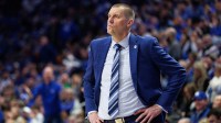Kentucky Wildcats head coach Mark Pope looks on during the first half against the Tennessee Volunteers at Rupp Arena at Central Bank Center.
