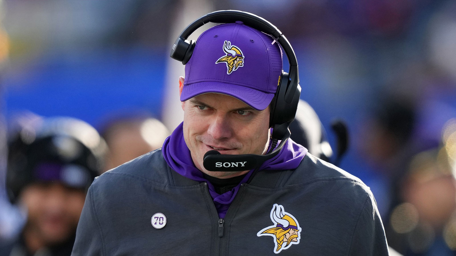 Minnesota Vikings head coach Kevin O'Connell during the first half at MetLife Stadium.