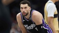 Kings guard Zach LaVine (8) looks on during the second half against the Washington Wizards at Capital One Arena
