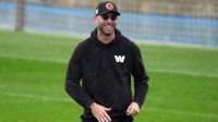 Washington Commanders offensive coordinator Kliff Kingsbury during practice at Ciudad Deportiva del Real Madrid.