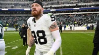 Las Vegas Raiders defensive end Maxx Crosby (98) on the field after loss to the Philadelphia Eagles at Lincoln Financial Field.