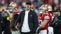 San Francisco 49ers head coach Kyle Shanahan looks on before the game against the Chicago Bears at Levi's Stadium
