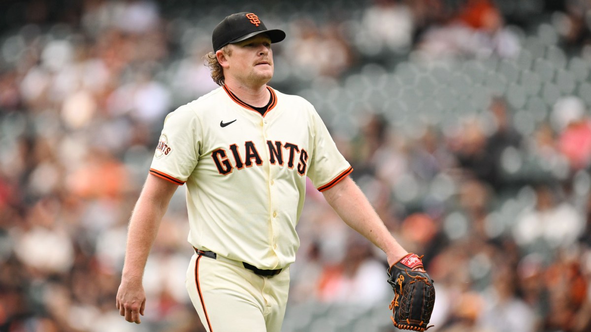 San Francisco Giants starting pitcher Logan Webb (62) walks to the dugout against the Colorado Rockies in the first inning at Oracle Park.