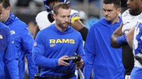 Los Angeles Rams head coach Sean McVay in the first half during the NFC Wild Card Round game at Bank of America Stadium.
