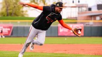 San Francisco Giants second baseman Luis Arraez during workouts at Scottsdale Stadium in Scottsdale, Arizona.