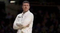 Vanderbilt Commodores head coach Mark Byington watches his team against the Oklahoma Sooners during the first half at Memorial Gymnasium.