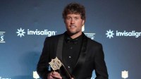Los Angeles Rams quarterback Matthew Stafford posts with the NFL Honors most valuable player trophy at Palace of Fine Arts. Mandatory Credit: Kirby Lee-Imagn Images