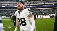 Las Vegas Raiders defensive end Maxx Crosby (98) on the field after loss to the Philadelphia Eagles at Lincoln Financial Field. Mandatory Credit: