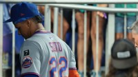 New York Mets right fielder Juan Soto (22) leaves the dugout after the game against the Miami Marlins at loanDepot Park.