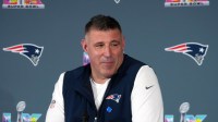 New England Patriots head coach Mike Vrabel speaks to the media during Super Bowl LX press conference at Santa Clara Marriott. Mandatory Credit: Kirby Lee-Imagn Images