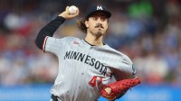 Minnesota Twins pitcher Joe Ryan (41) throws a pitch during the second inning against the Philadelphia Phillies at Citizens Bank Park.