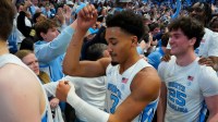 North Carolina Tar Heels guard Seth Trimble (7) leaves the court after the game at Dean E. Smith Center.