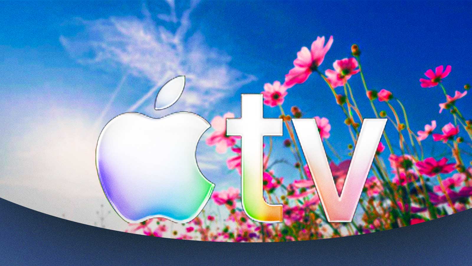 Apple TV logo in front of springtime background to represent March.