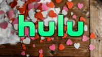 Hulu logo in front of Valentine's Day background, which is in February.
