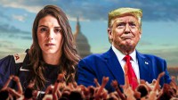 Team USA women's hockey team captain Hilary Knight, who helped her team win gold at the 2026 Winter Olympics, and President Donald Trump with US Capitol building, where the State of the Union (SOTU) address happens.