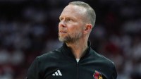 Louisville Cardinals head coach Pat Kelsey during the Cards win over the N.C. State Wolfpack 118-77 at the KFC Yum! Center in downtown Louisville February 9, 2026.