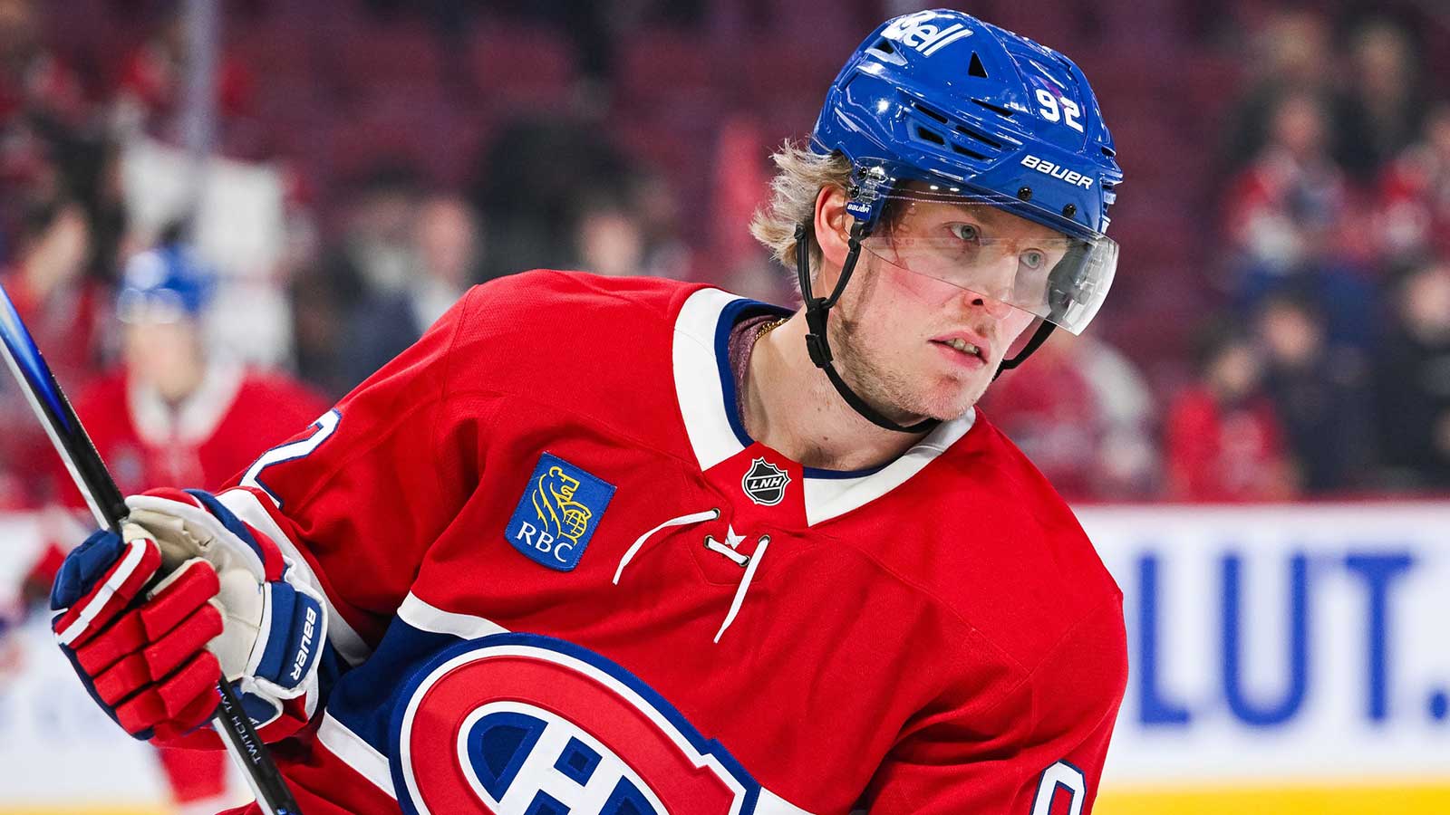 Montreal Canadiens right wing Patrik Laine (92) looks on during warm-up before the game against the Nashville Predators at Bell Centre.