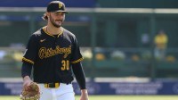 Pittsburgh Pirates pitcher Paul Skenes (30) walks in from the bullpen before the game against the Athletics at PNC Park.