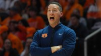 Auburn basketball coach Steven Pearl yells during a NCAA basketball game between the Tennessee Volunteers and Auburn Tigers at Thompson-Boling Arena at Food City Center in Knoxville, Tenn., on Jan. 31, 2026.