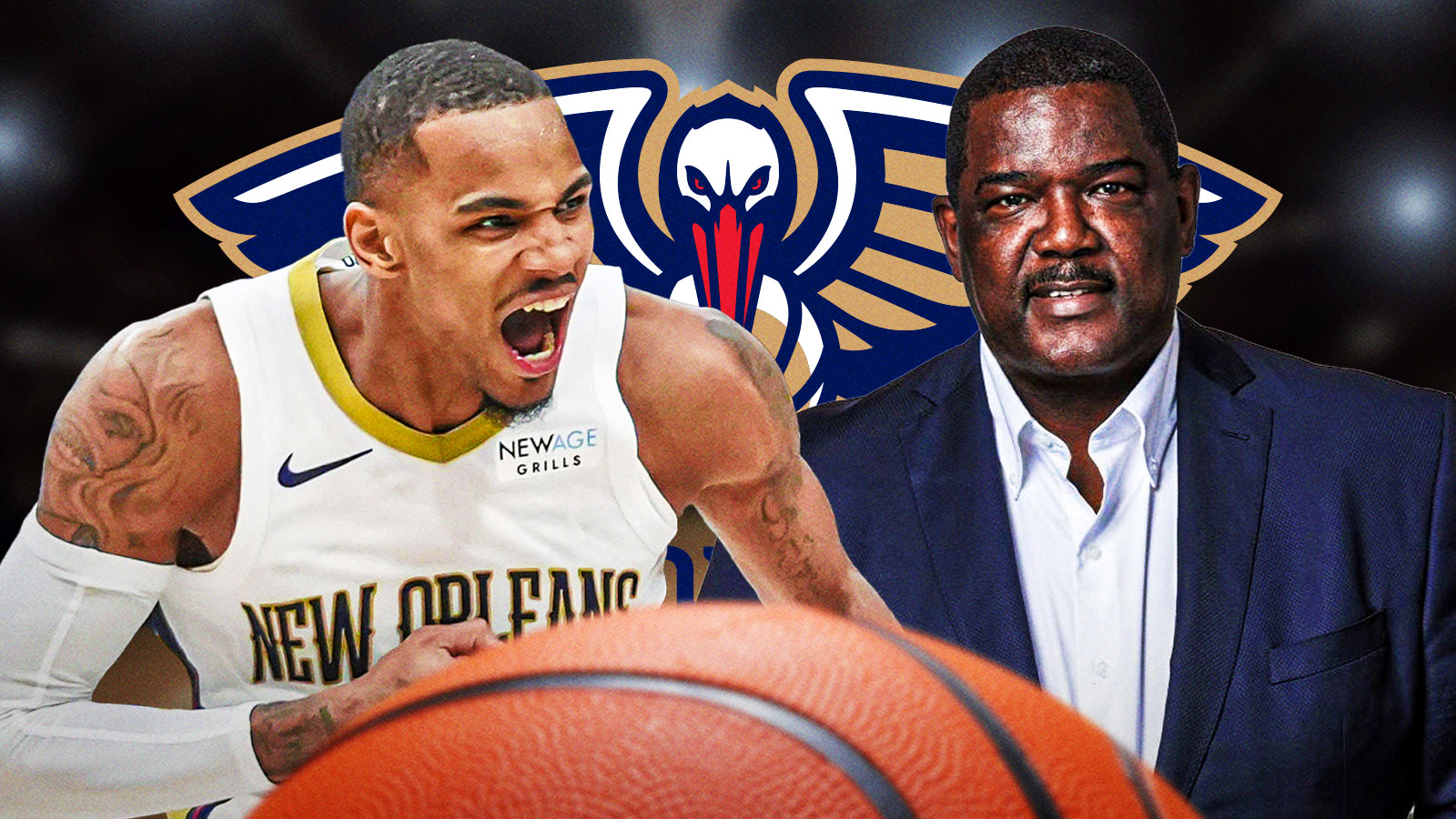 Joe Dumars, Dejounte Murray, Pelicans logo