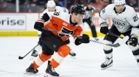 Philadelphia Flyers right wing Matvei Michkov (39) in action against the Los Angeles Kings in the second period at Xfinity Mobile Arena