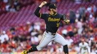 Pittsburgh Pirates starting pitcher Paul Skenes (30) pitches against the Cincinnati Reds in the first inning at Great American Ball Park.