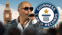 Pitbull, London Big Ben, and Guinness World Records logo