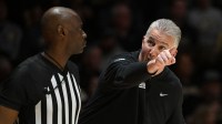 Purdue Boilermakers head coach Matt Painter reacts to a referees call during the first half against the Michigan Wolverines at Mackey Arena.