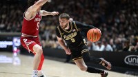Purdue Boilermakers guard Braden Smith (3) drives against Indiana Hoosiers guard Conor Enright (5) during the second half at Mackey Arena.