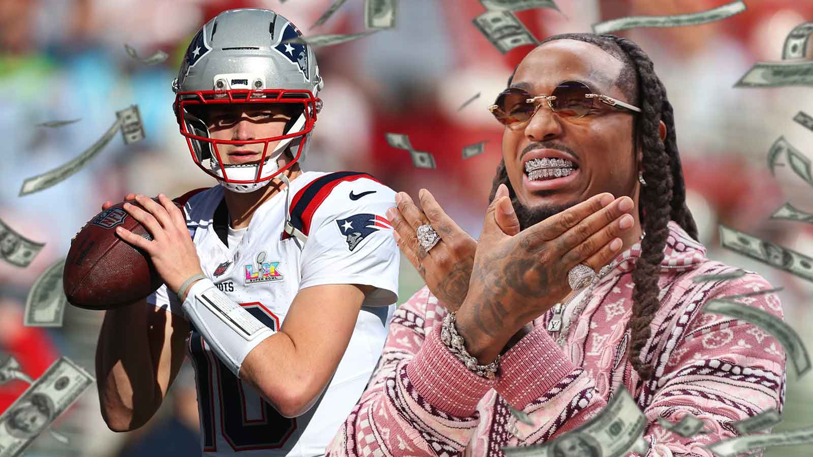 Quavo still riding with Drake Maye despite losing $100,000 on Patriots in Super Bowl