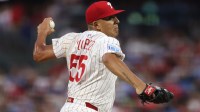 Philadelphia Phillies pitcher Ranger Suarez (55) throws a pitch against the Minnesota Twins during the second inning at Citizens Bank Park