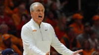 Tennessee coach Rick Barnes yells during a NCAA basketball game between the Tennessee Volunteers and Auburn Tigers at Thompson-Boling Arena at Food City Center in Knoxville, Tenn., on Jan. 31, 2026.