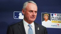 Major League Baseball commissioner Rob Manfred before game three of the 2025 MLB World Series between the Toronto Blue Jays and Los Angeles Dodgers at Dodger Stadium.