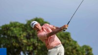 Russell Henley drives on the 17th tee during the final round of the Sony Open in Hawaii.