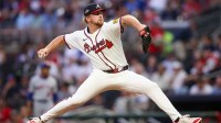Atlanta Braves starting pitcher Spencer Schwellenbach (56) throws against the New York Mets in the first inning at Truist Park.