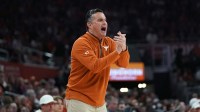 Texas Longhorns head coach Sean Miller reacts during the first half in a 74-70 loss against the Texas A&M Aggies at Moody Center.