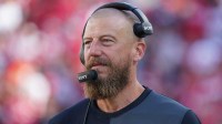 San Francisco 49ers run game coordinator and tight ends coach Brian Fleury watches the action in the first quarter against the Denver Broncos at Levi's Stadium.