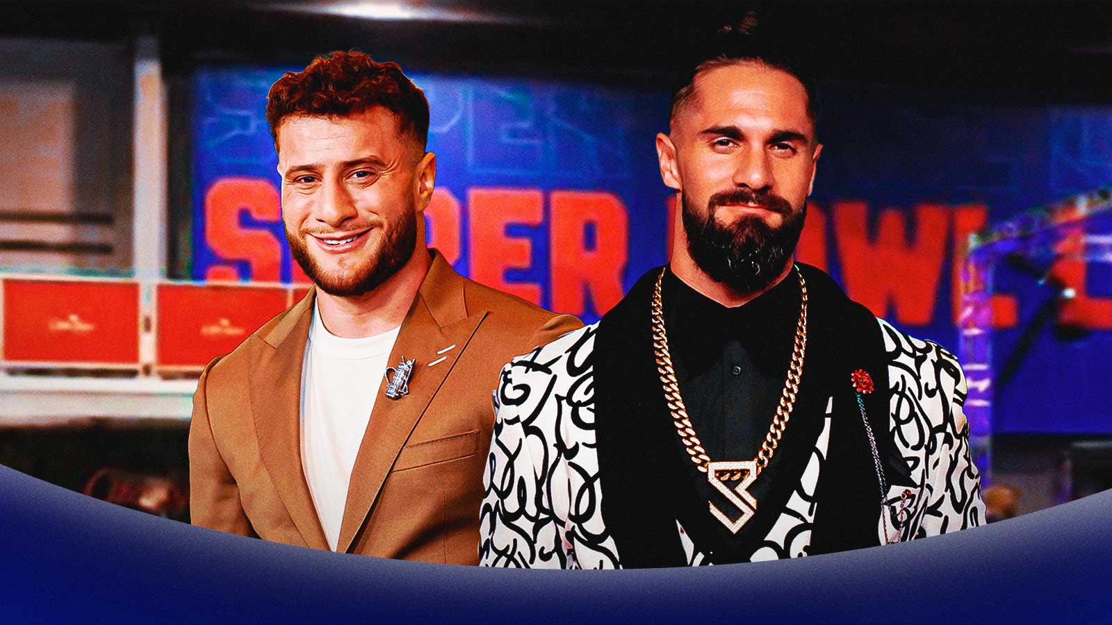 WWE’s Seth Rollins and AEW’s MJF shock fans with Super Bowl Radio Row link-up
