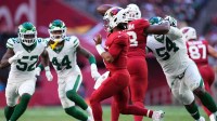 Arizona Cardinals quarterback Kyler Murray (1) throws against the New York Jets during the first half at State Farm Stadium.
